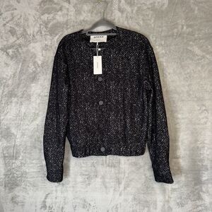 Spanx Ponte Bomber Black Herringbone Jacket Size S Clean Girl Corporate NWT